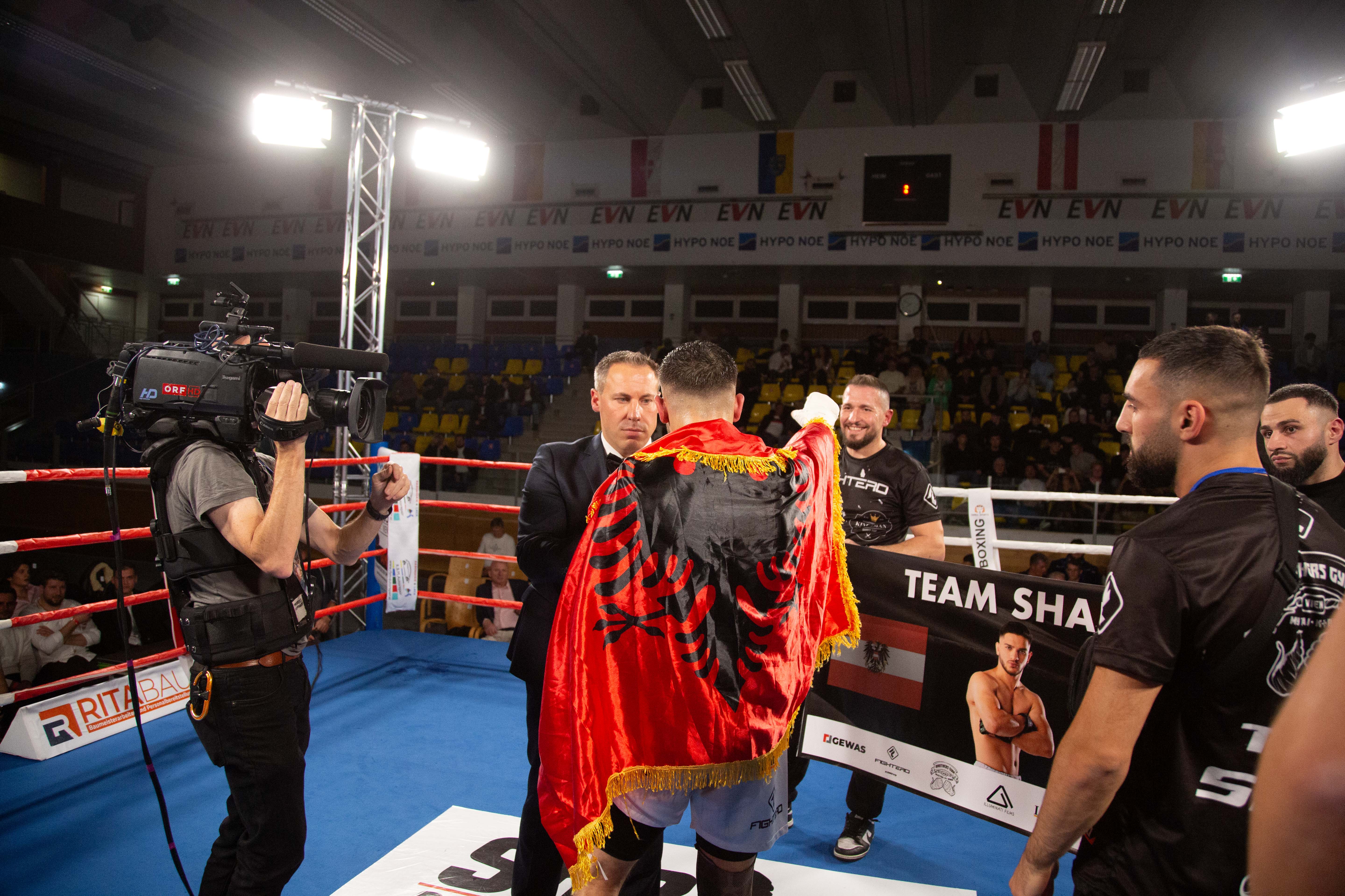 Walking out with the Albanian flag